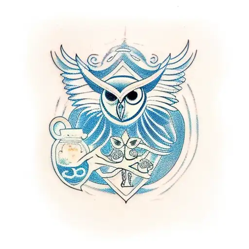 owl, stoicism, tree of life, success, perseverance  tattoo design idea