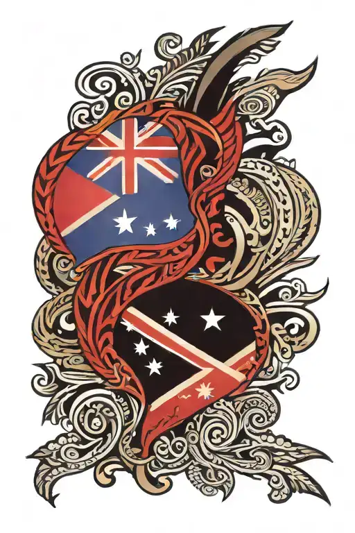 Philippine flag and New Zealand flag tribal tattoo tattoo design idea