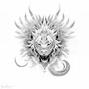 moon dragon lion  tattoo design idea