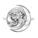 moon dragon lion  tattoo design idea
