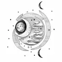 linear moon phase tattoo design idea