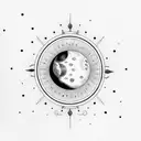 linear moon phase tattoo design idea