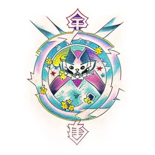 Combine elements of the Dark Hour from Persona 3 with cherry blossoms and stars in a unique tattoo design tattoo design idea