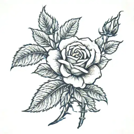 rose stem first name milan inaya tattoo design idea