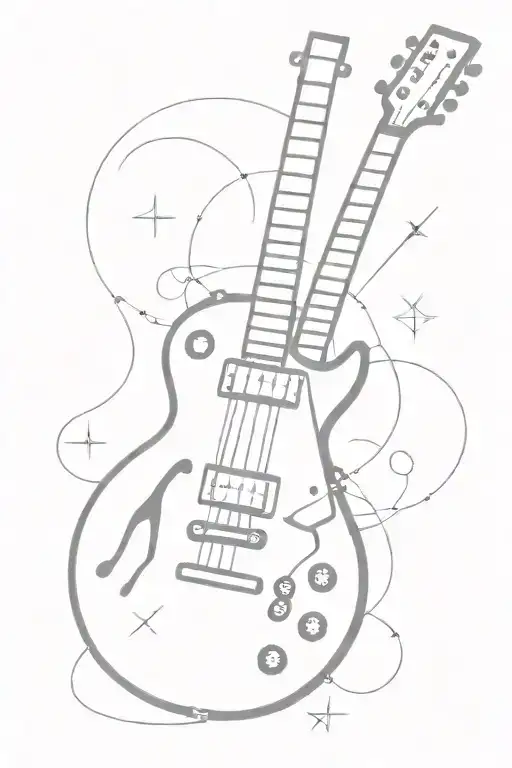 Les Paul shapes guitar stylistic tattoo design idea