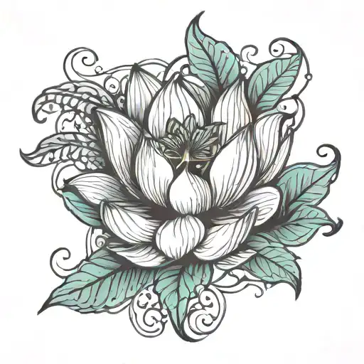 lotus flower with vines coming tattoo design idea