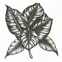 monstera deliciosa leaf alien head flower bouquet tattoo design idea