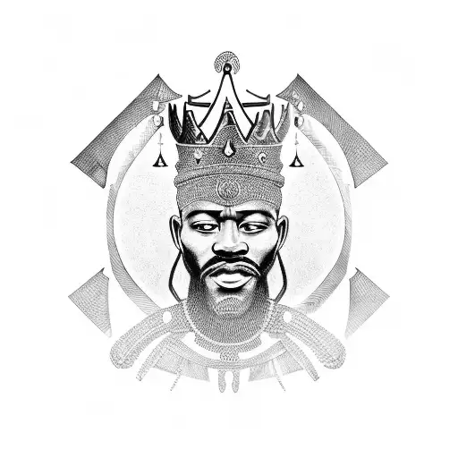 African king wandering the earth looking for his throne. His ancestors and God are watching over him. tattoo design idea