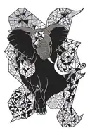 elephant, phillipine eagle, rhino, kangaroo, koala, phillippine tamaraw warriors tattoo design idea