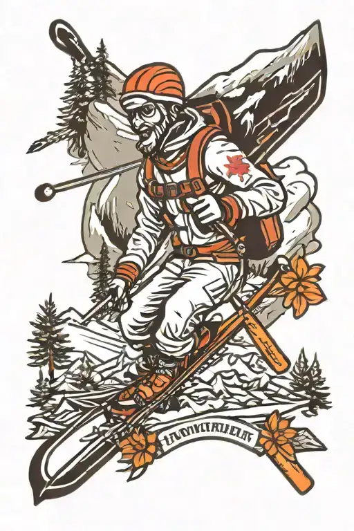 ski mountaineering tattoo design idea