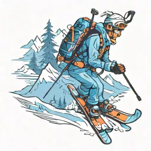 ski mountaineering tattoo design idea