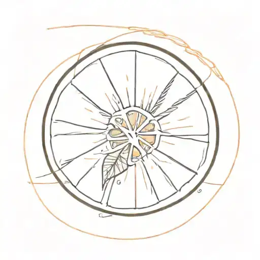 orange slice surrounded tattoo design idea