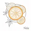 orange slice surrounded tattoo design idea