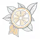 orange slice surrounded tattoo design idea