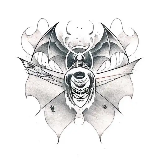 BAT SPREADING WINGS tattoo design idea