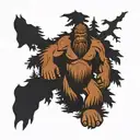 bigfoot figure among the trees tattoo design idea