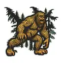 bigfoot figure among the trees tattoo design idea