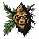 bigfoot figure among the trees tattoo design idea