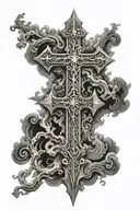 cross of Constantine with black smoke background black tattoo design idea