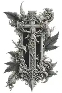 cross of Constantine with black smoke background black tattoo design idea
