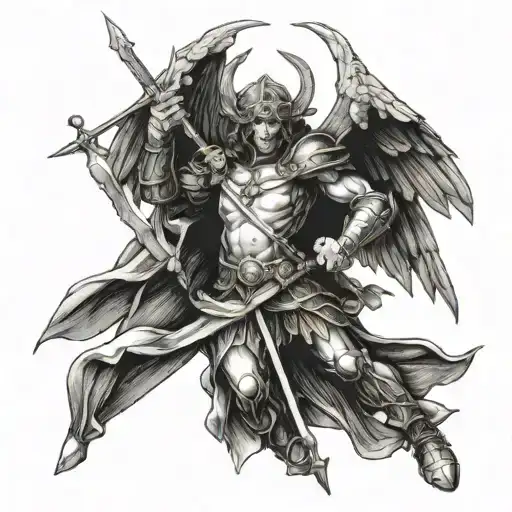 St. micheal slaying the devil tattoo design idea