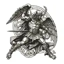 St. micheal slaying the devil tattoo design idea