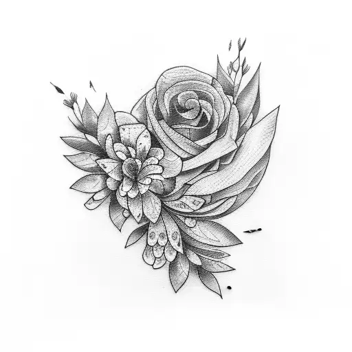 pigeon with flowers tattoo design idea