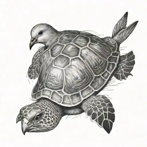turtle dove protect my energy tattoo design idea