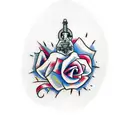 bad Larry infantry tattoo with roses and knife  tattoo design idea