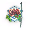 bad Larry infantry tattoo with roses and knife  tattoo design idea