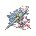 bad Larry infantry tattoo with roses and knife  tattoo design idea