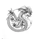 Dragon with scorpion  tattoo design idea