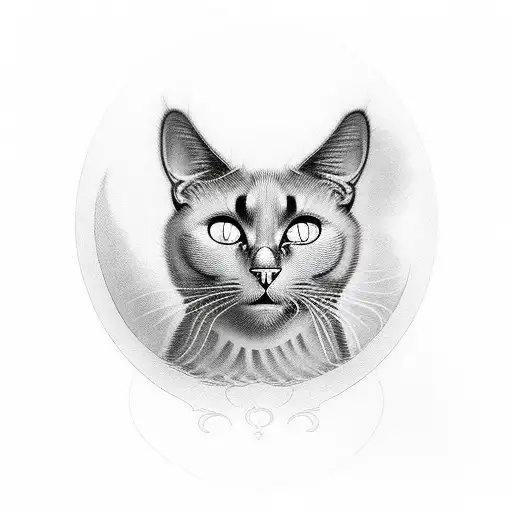 black cat drinking wine tattoo design idea