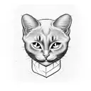 black cat drinking wine tattoo design idea