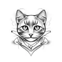 black cat drinking wine tattoo design idea