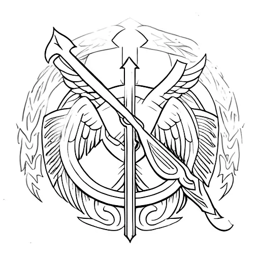 simple archangel Michael with sword  tattoo design idea