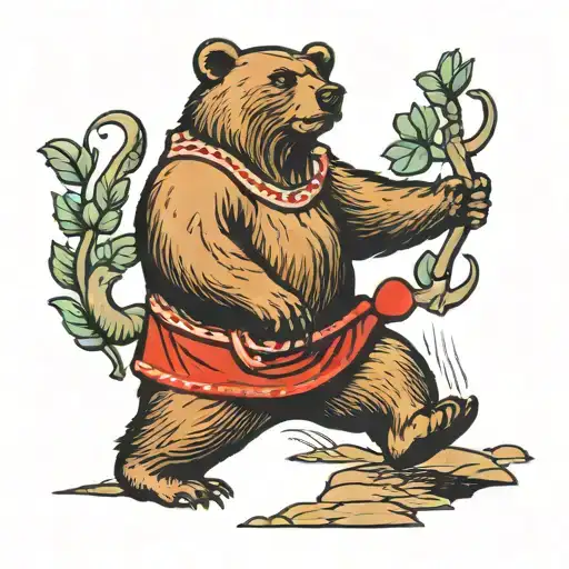 bear walking tattoo design idea