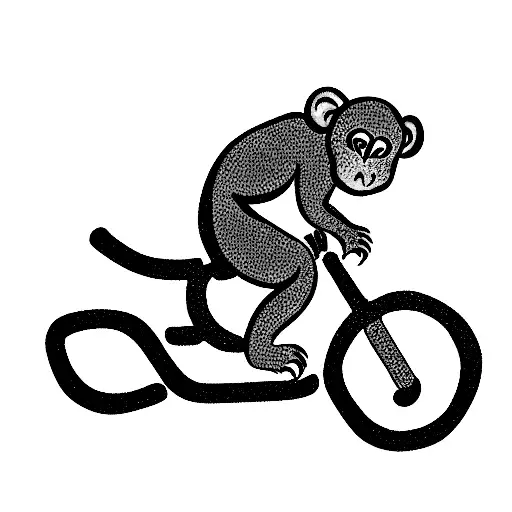 small monkey baby riding on a motorbike tattoo design idea