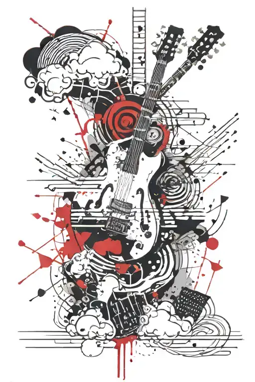 music and worship calming the storm clouds tattoo design idea