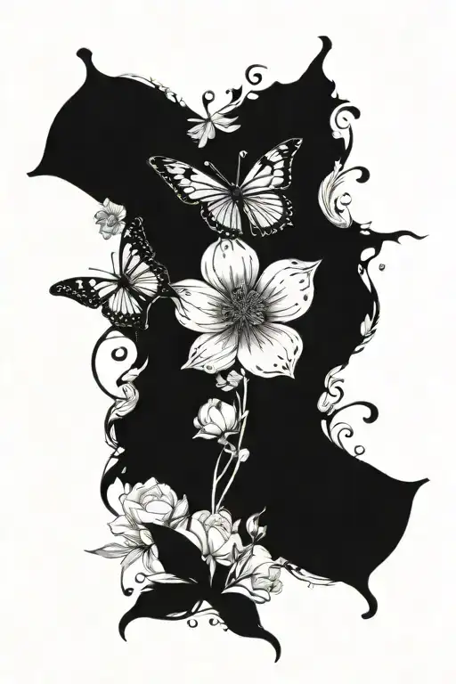 flowers, butterflies, the neda, and john 16:33 tattoo design idea