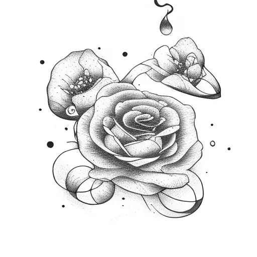 birthdate with month flower tattoo design idea