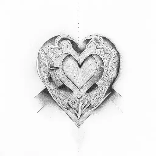 2 Hearts with an J tattoo design idea