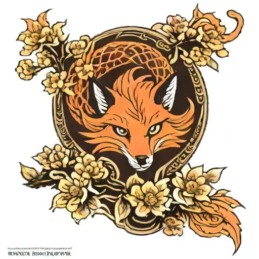 Nine-Tailed Fox and sakura tattoo design idea