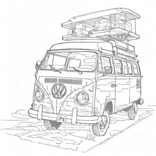 vw 1966 campervan black and white tattoo design idea