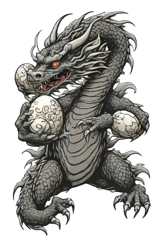 dragon holding egg tattoo design idea