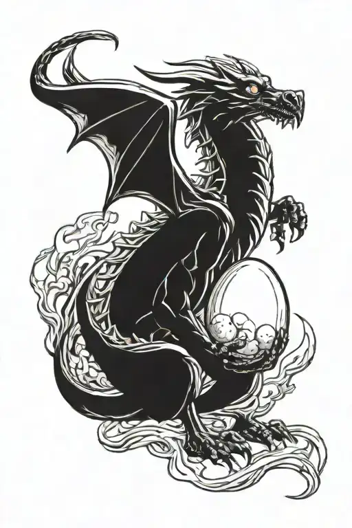 dragon clutching egg tattoo design idea