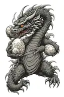 dragon holding egg tattoo design idea