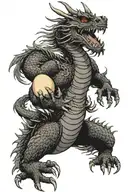 dragon holding egg tattoo design idea