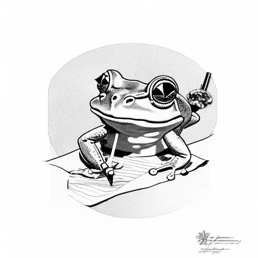 Frog smoking his pipe tattoo design idea