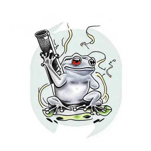Frog smoking his pipe tattoo design idea